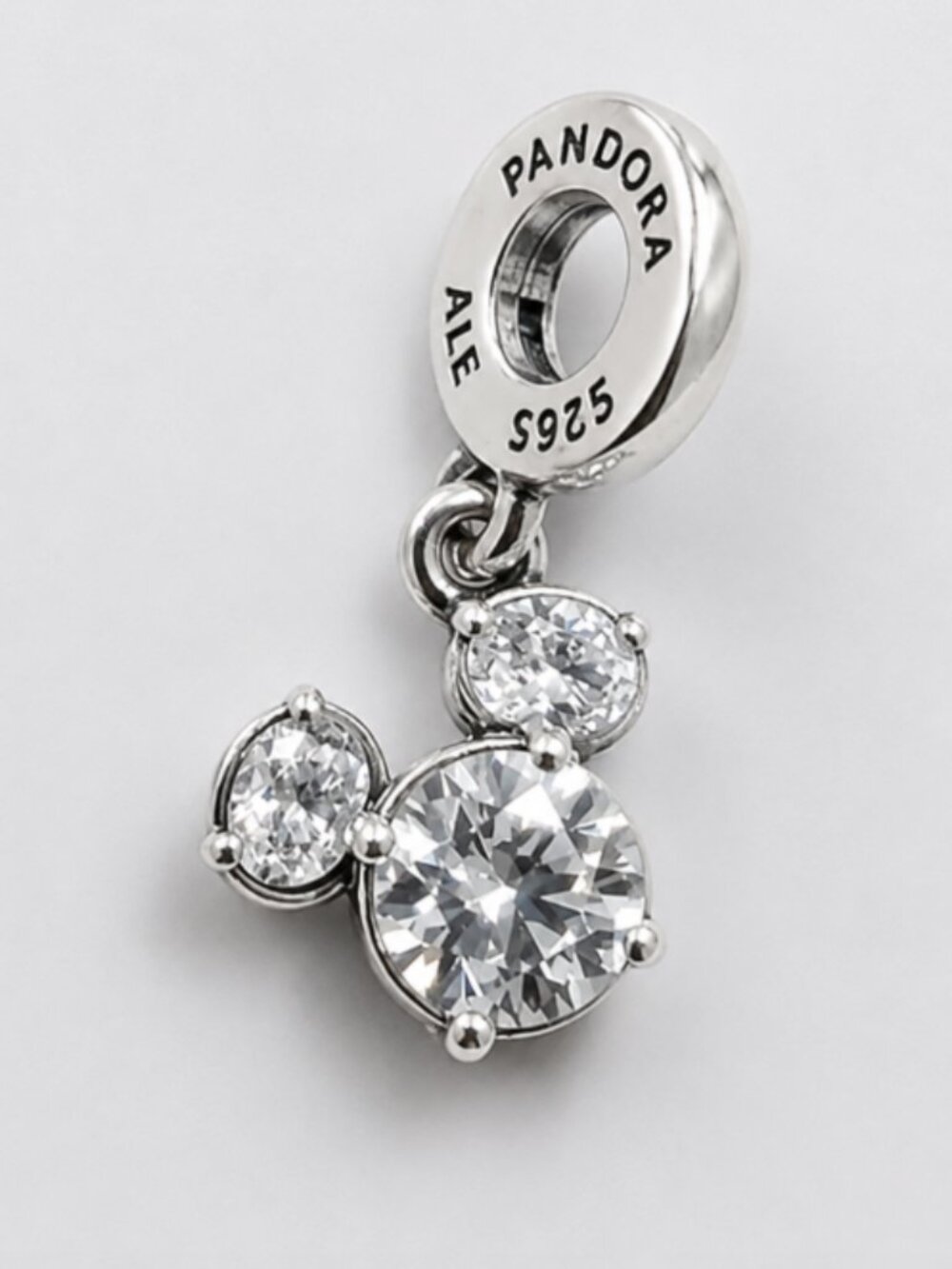 New Pandora S925 ALE Disney Mickey Mouse Sparkling Head Silhouette Dangle Charm